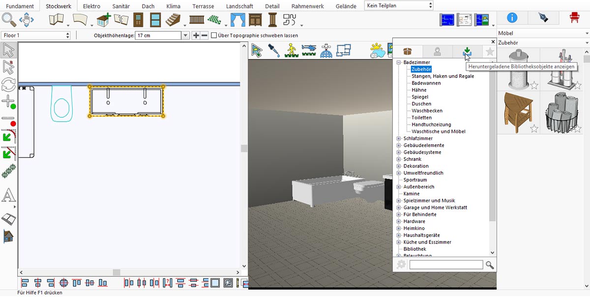 Basic bathroom interior before adding lighting and accessories