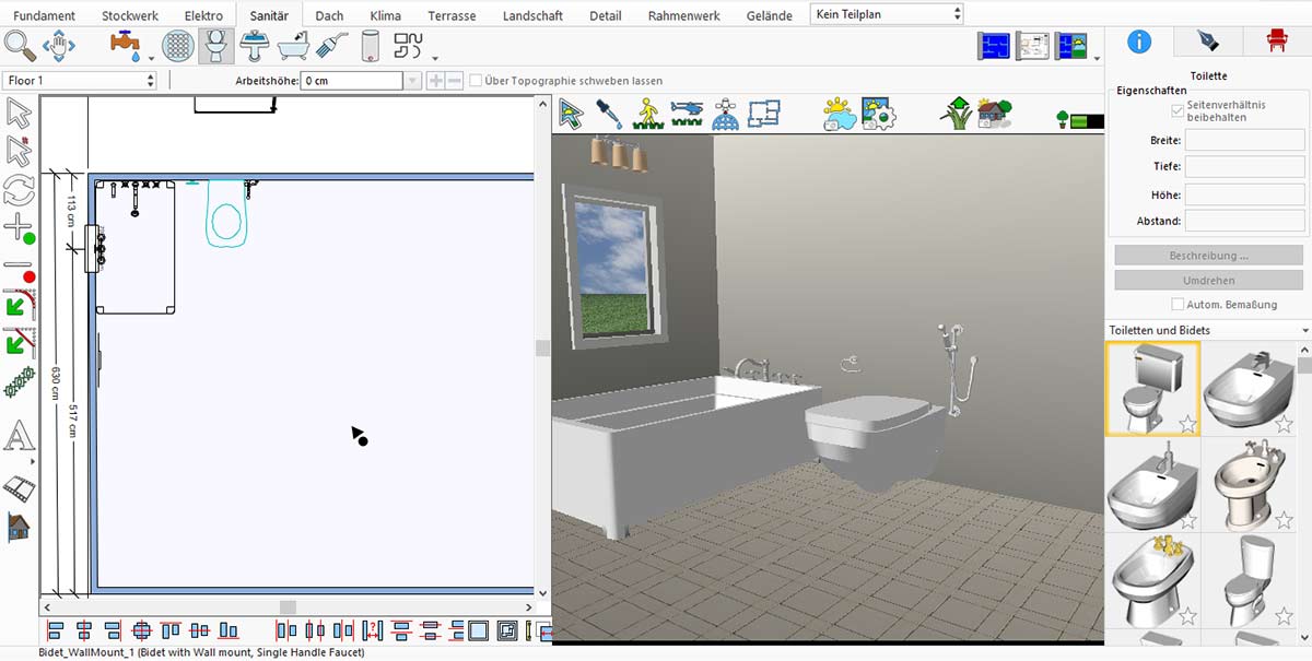 Basic bathroom interior before adding lighting and accessories