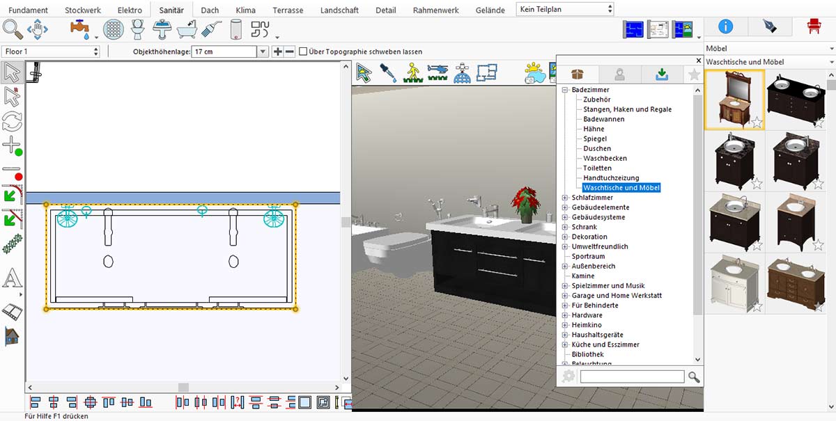 Basic bathroom interior before adding lighting and accessories