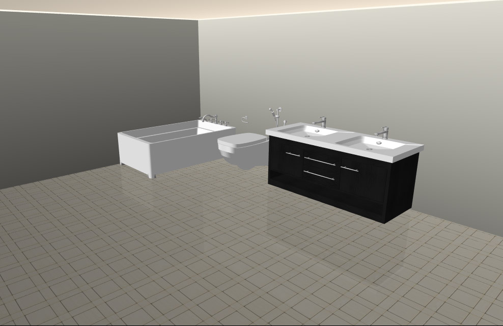Basic bathroom interior before adding lighting and accessories