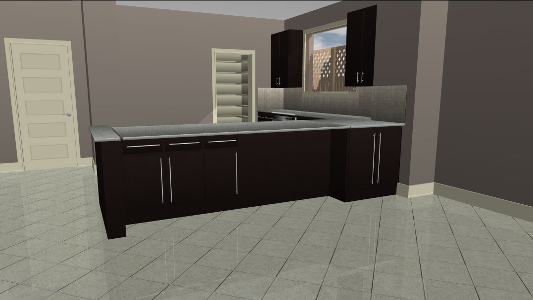 Empty basic kitchen layout before adding appliances and accessories