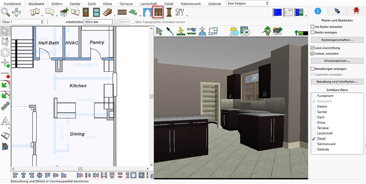 Empty basic kitchen layout before adding appliances and accessories