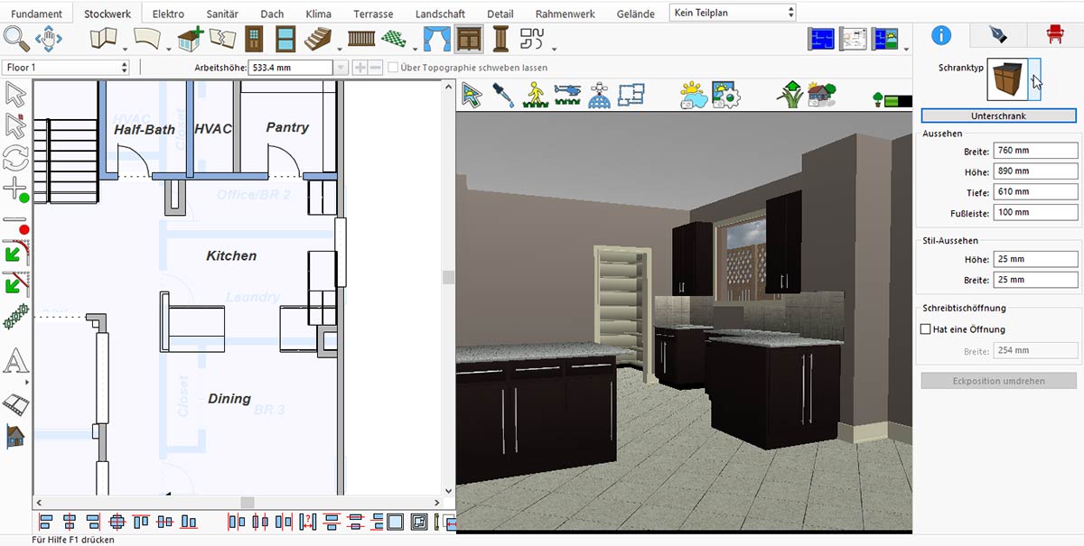 Empty basic kitchen layout before adding appliances and accessories