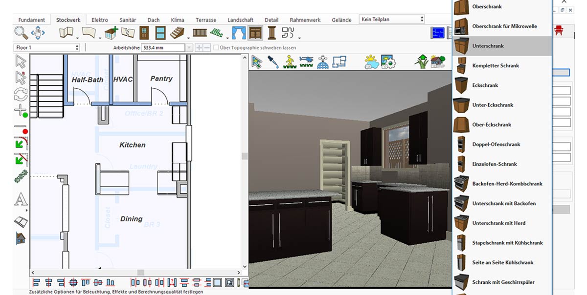 Empty basic kitchen layout before adding appliances and accessories