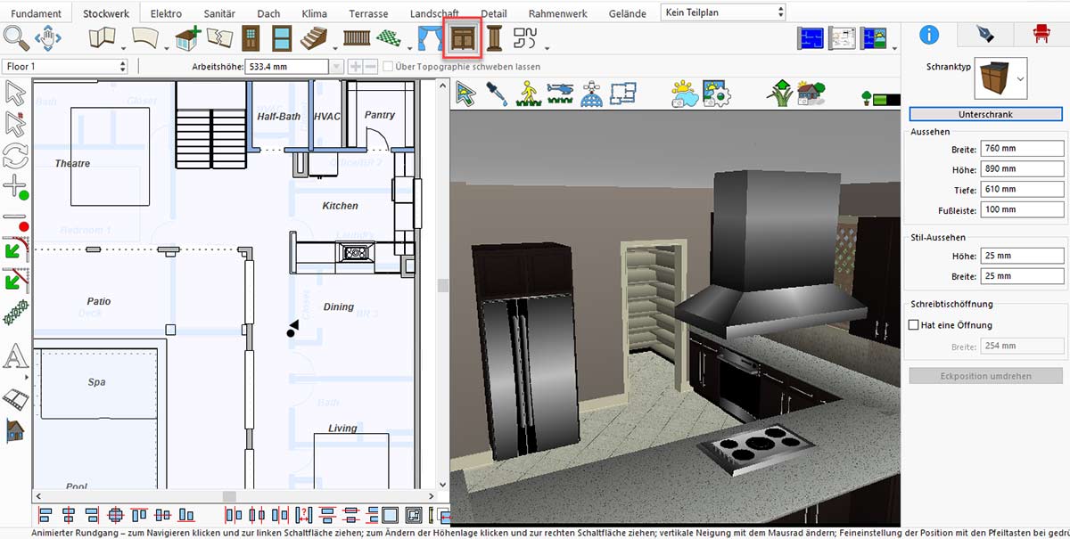 Empty basic kitchen layout before adding appliances and accessories