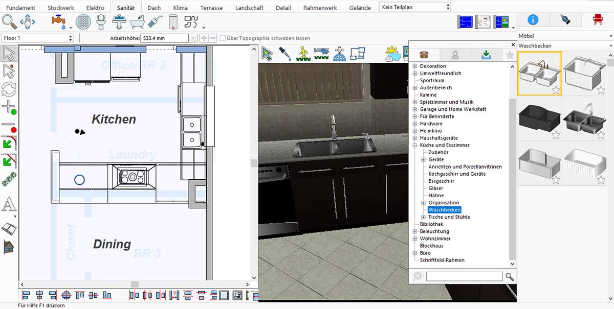 Empty basic kitchen layout before adding appliances and accessories