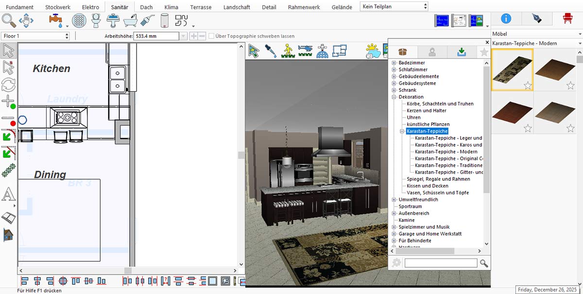 Empty basic kitchen layout before adding appliances and accessories