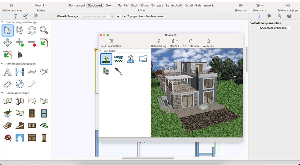 Ground Fill Region tool inside workspace