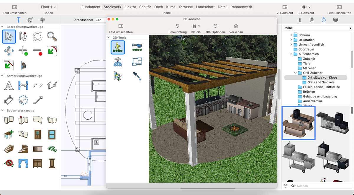Ground Fill Region tool inside workspace