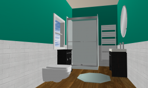 3D-Ansicht eines 6 m2 großen Badezimmers