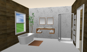 3D-Ansicht eines 9 m2 großen Badezimmers