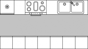 2D-Plan einer Parallelküche